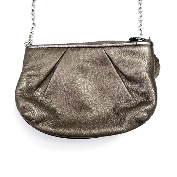 Brighton Rhapsody Pouch Silver Leather Rose Chain Mini Shoulder Bag - Picture 6 of 7